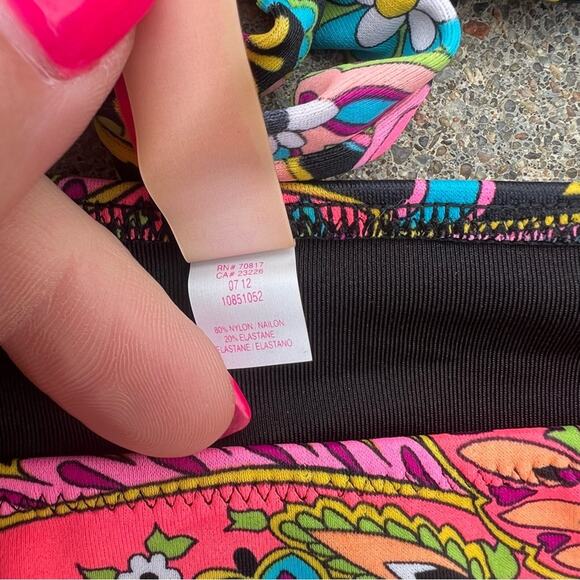 Victoria’s Secret 34D/L The Gorgeous Pink Neon Paisley Pushup Halter Bikini Set - Picture 4 of 9